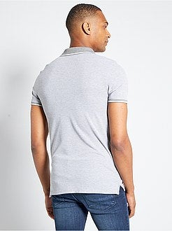 Slim-fit polo van tweekleurig piquétricot - Kiabi
