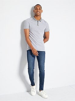 Slim-fit polo van tweekleurig piquétricot - Kiabi
