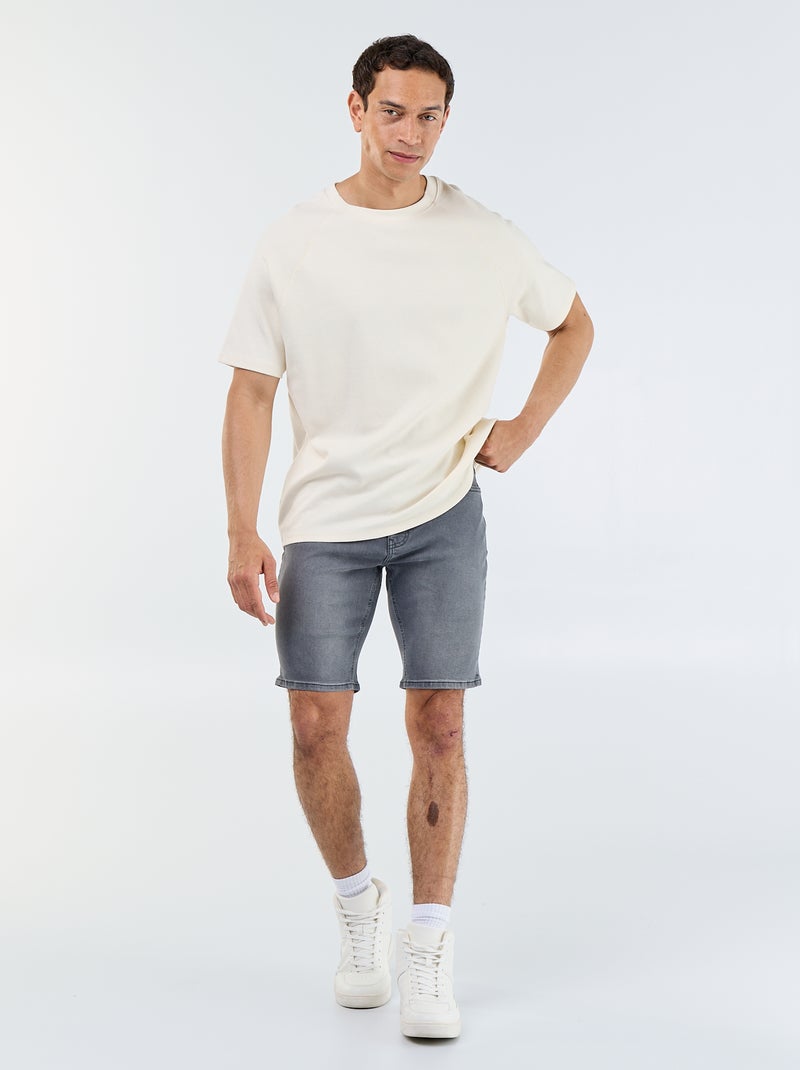 Slim fit spijkerbermuda Grijs - Kiabi