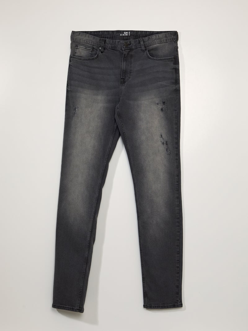 Slim-fit spijkerbroek - L36 Zwart - Kiabi