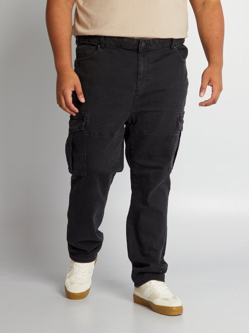Slim-fit spijkerbroek met meerdere zakken - 36L ZWART - Kiabi