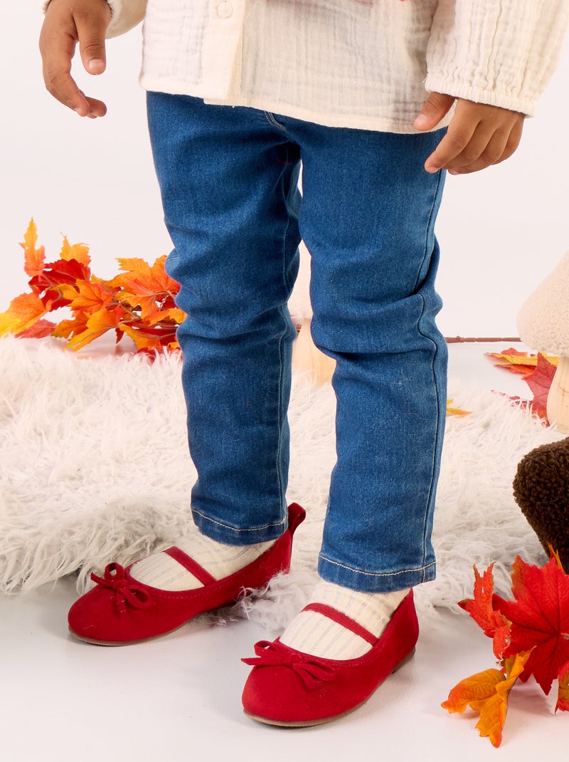 Slim-fit stretchjeans met verstelbare taille BLAUW - Kiabi