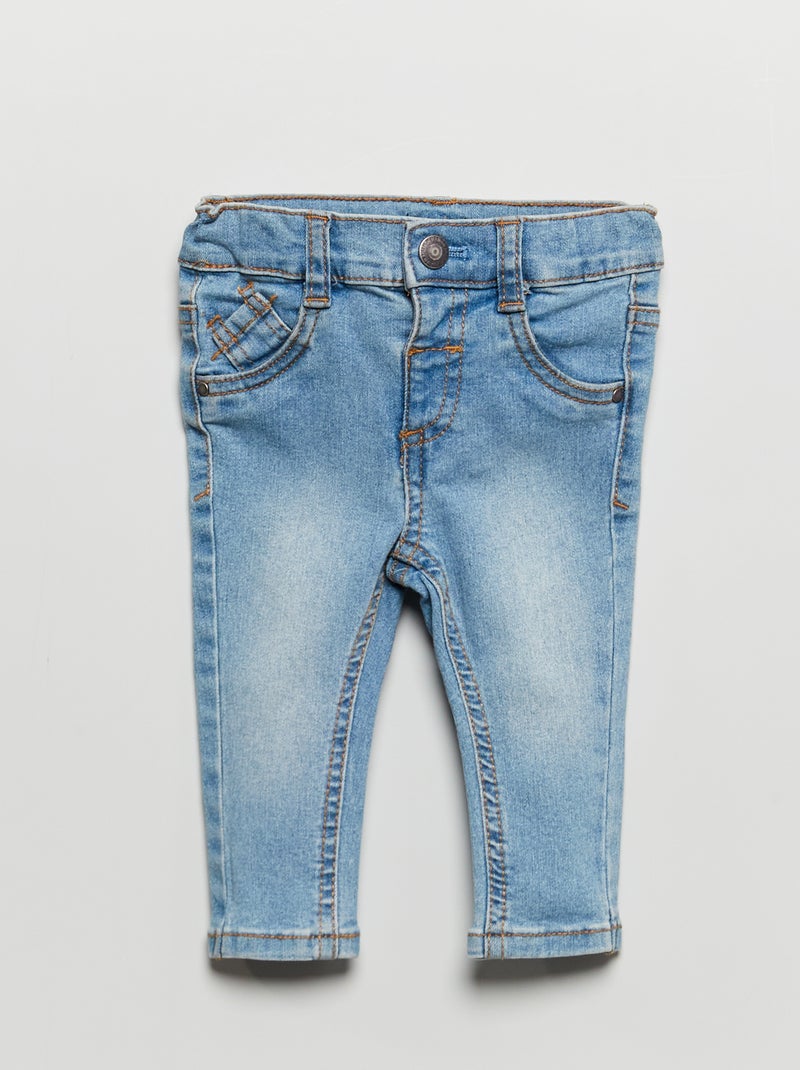 Slim-fit stretchjeans met verstelbare taille BLAUW - Kiabi