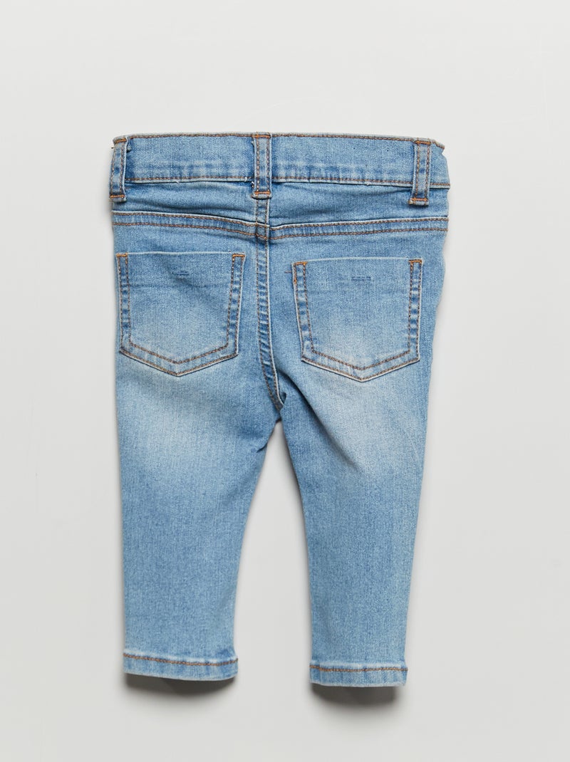 Slim-fit stretchjeans met verstelbare taille BLAUW - Kiabi