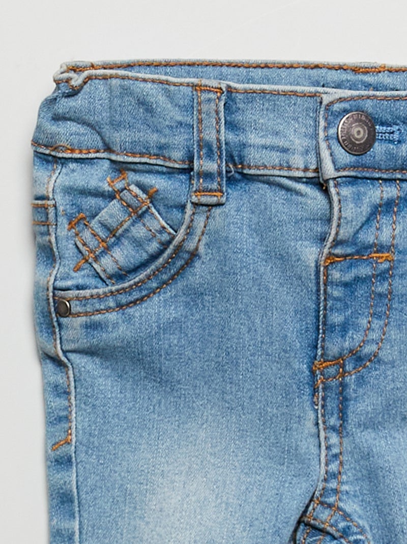 Slim-fit stretchjeans met verstelbare taille BLAUW - Kiabi