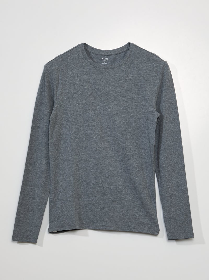 Slim-fit T-shirt met lange mouw GRIJS - Kiabi