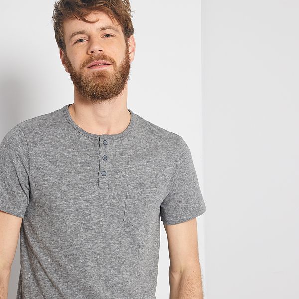 Wonderbaar Slim-fit T-shirt met Tunesische kraag 'Ecodesign' Herenkleding IY-19