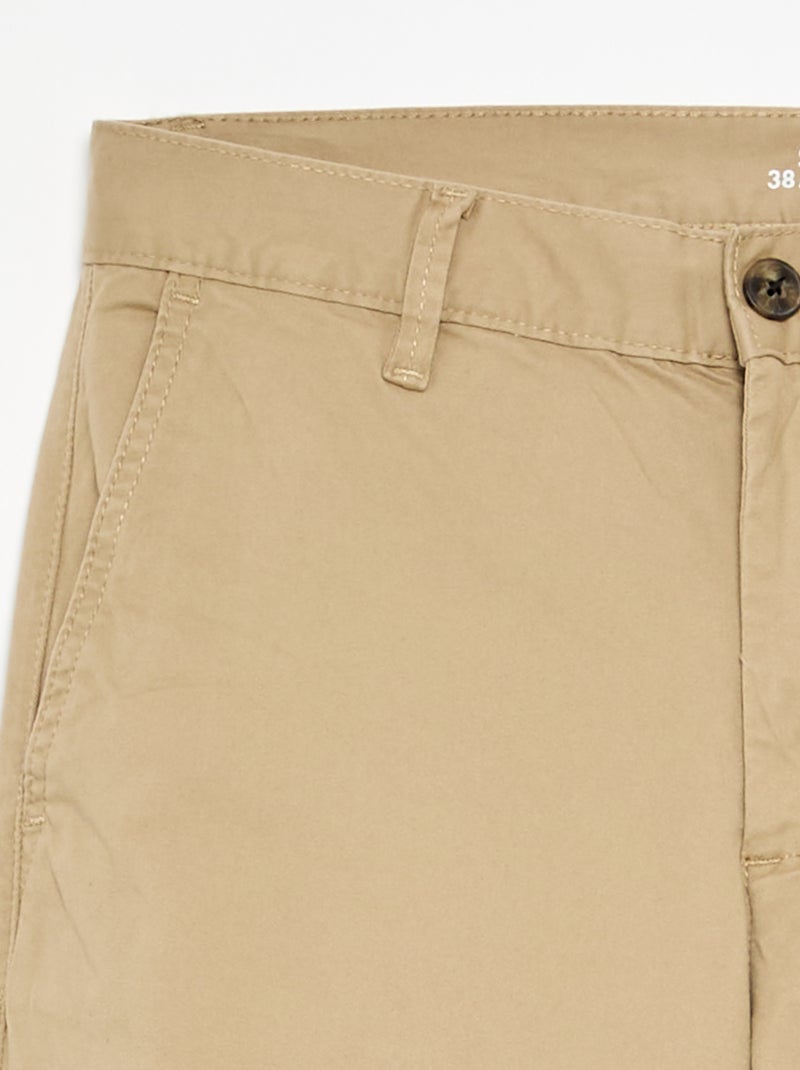 Slimfit chinobroek van 100% katoen L36 1,90+ Biege - Kiabi