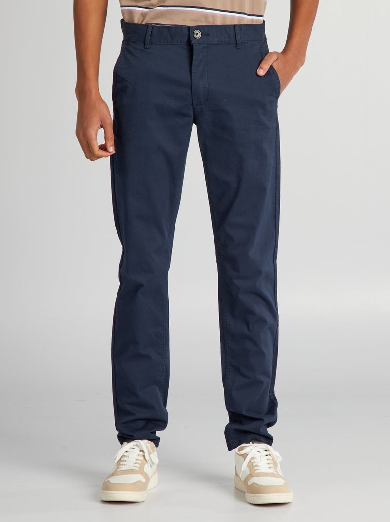Slimfit chinobroek van 100% katoen L36 1,90+ BLAUW - Kiabi