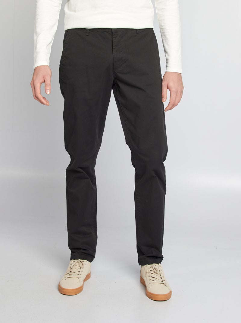 Slimfit chinobroek van 100% katoen L36 1,90+ zwart - Kiabi