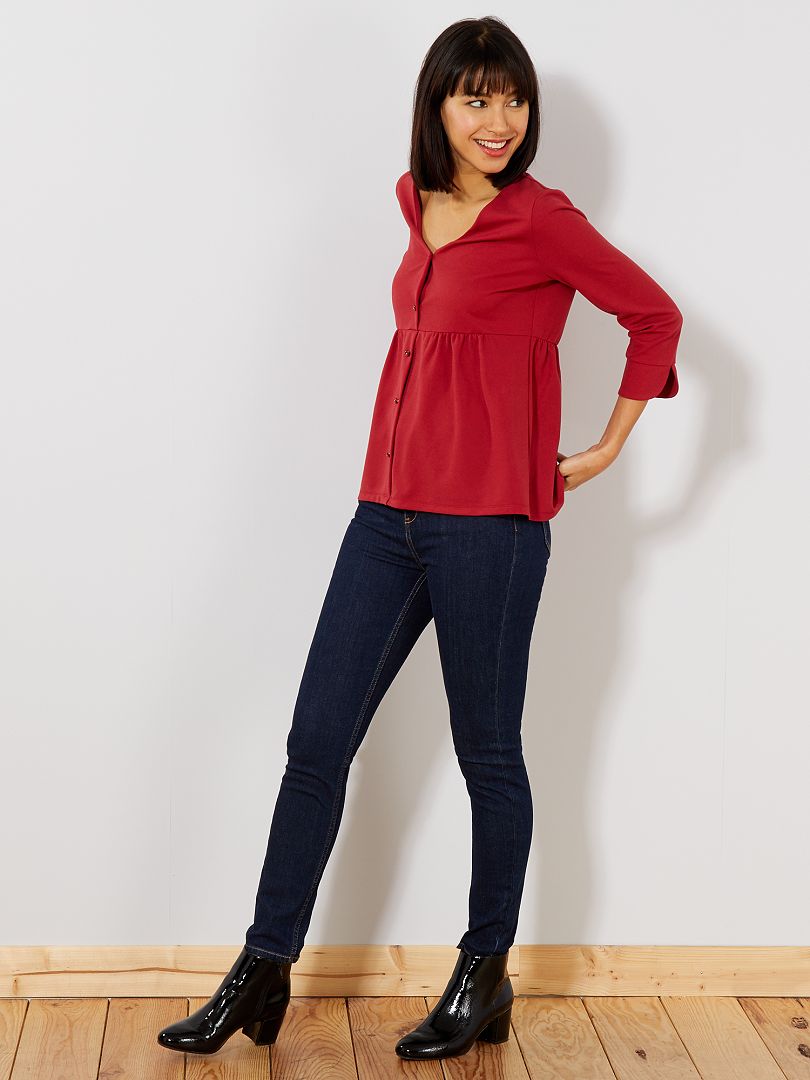 Slimfit jeans met hoge taille BLAUW - Kiabi