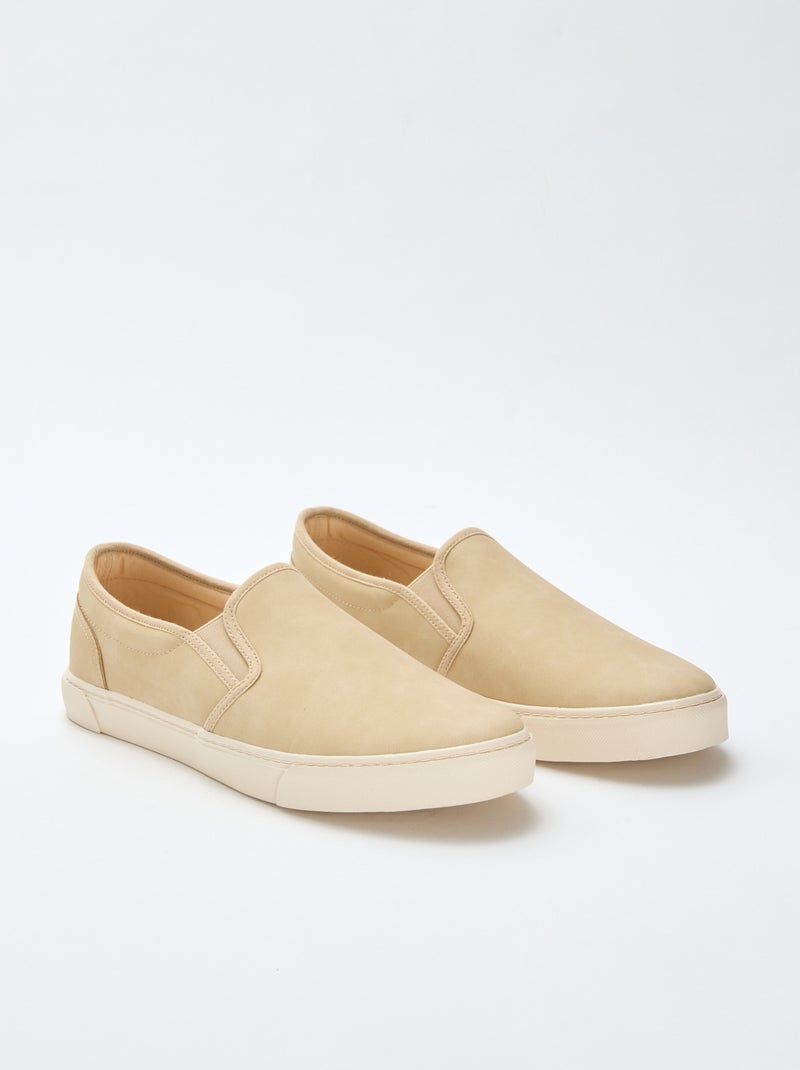 Slip-on sneakers in suedine Biege - Kiabi
