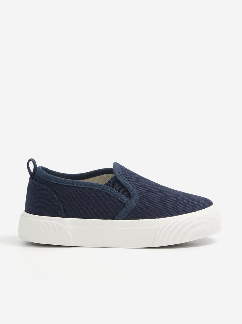 Slip-on sneakers met klittenbandsluitingen en motief Blauw - Kiabi