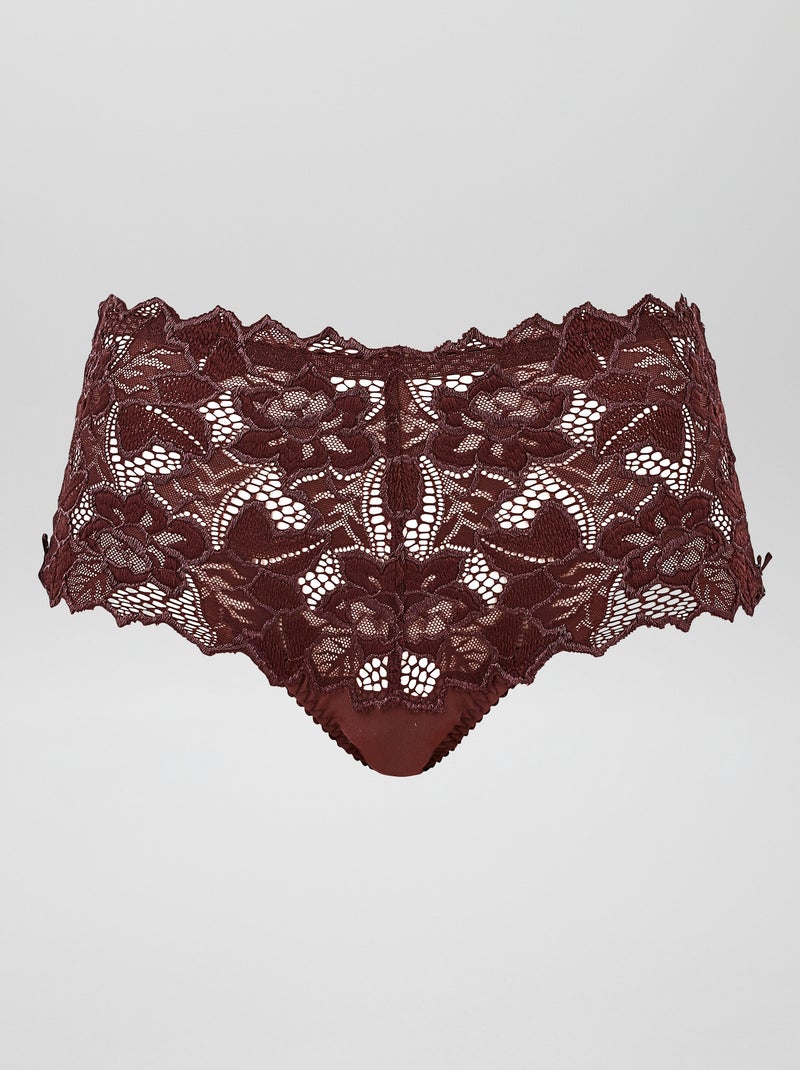 Slip van kant en microvezel 'Arum' 'Sans Complexe' BRUIN - Kiabi