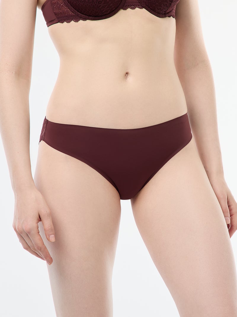 Slip van microvezel en kant bruin - Kiabi