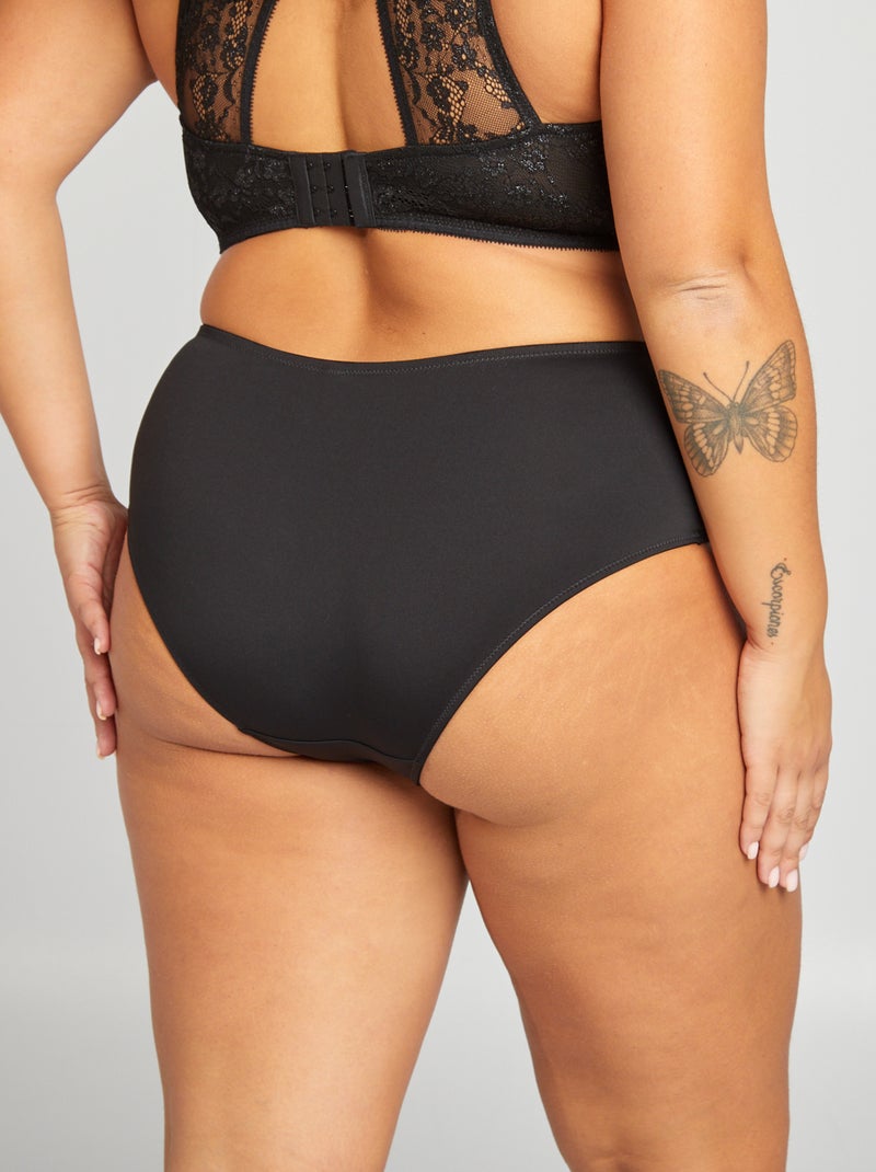 Slip van microvezel en kant met pailletten zwart - Kiabi