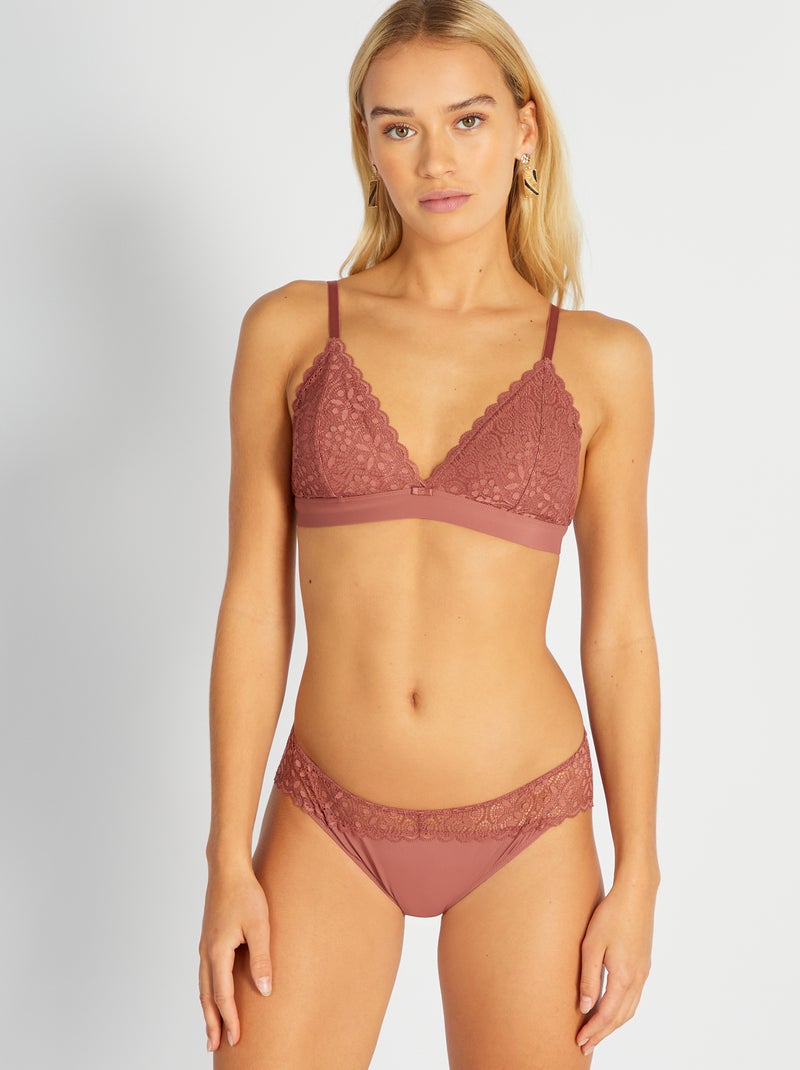 Slip van microvezel en kant ROSE - Kiabi