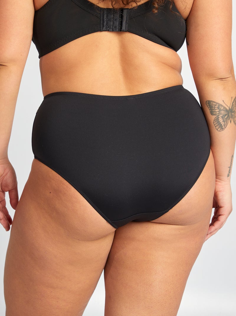 Slip van microvezel met borduursels zwart - Kiabi
