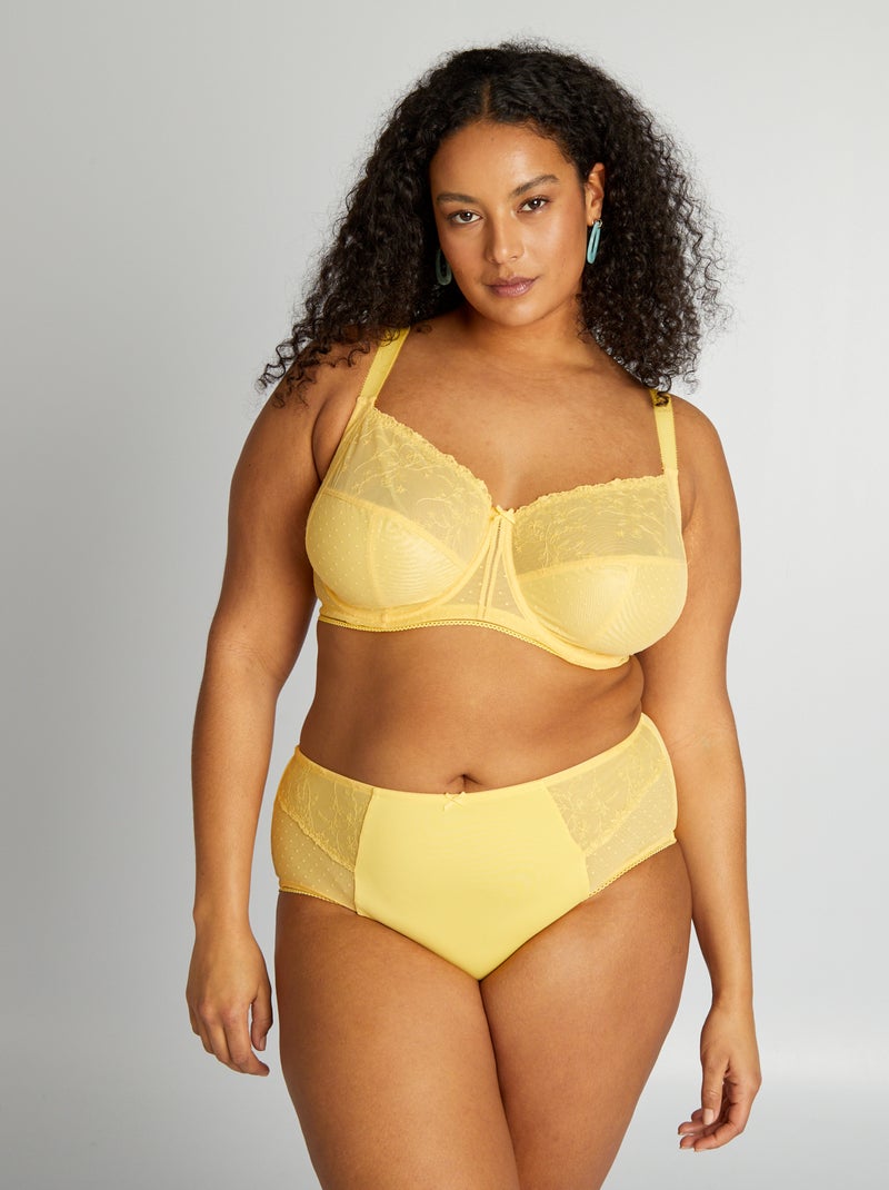 Slip van microvezel met details van tule GEEL - Kiabi