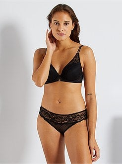 Slip van plumetis en kant - Kiabi