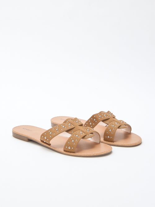 Slippers met bandje in glanzend macramé - Kiabi