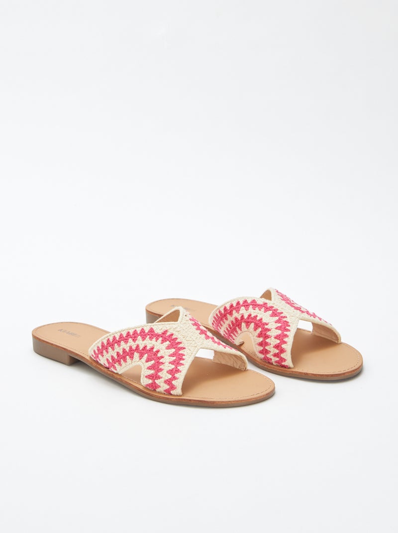 Slippers met bandje in macramé BIEGE - Kiabi