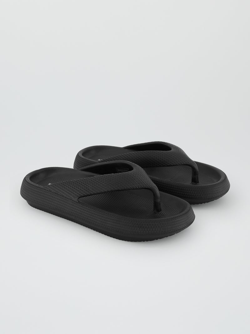 Slippers met dikke zool Zwart - Kiabi