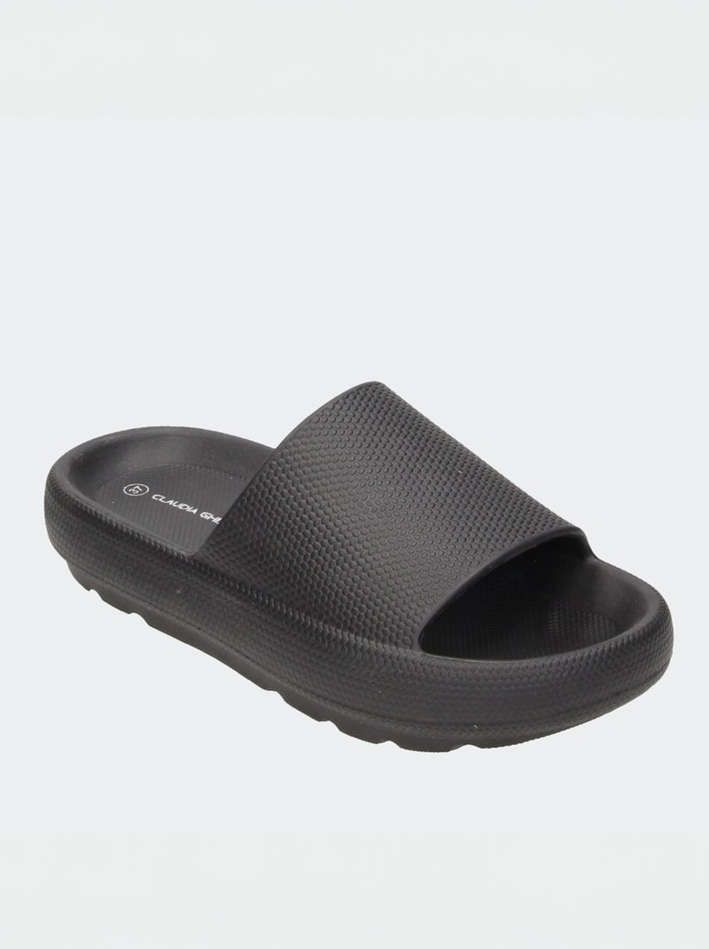 Slippers met dikke zool ZWART - Kiabi