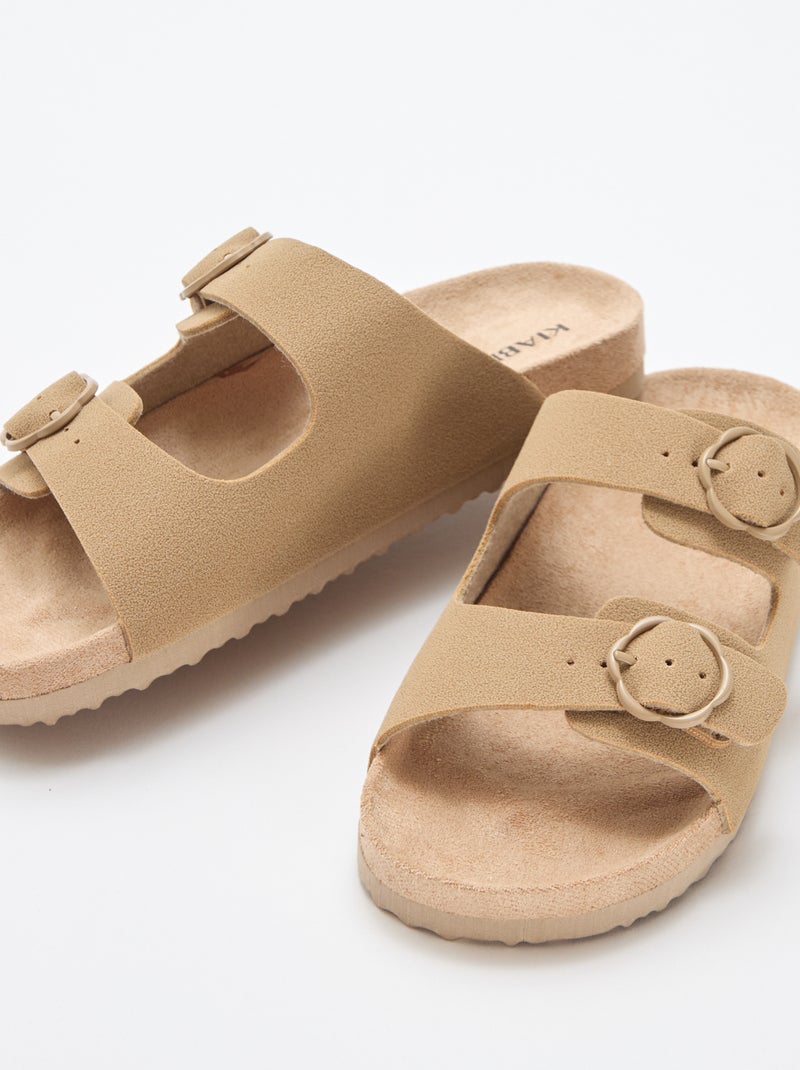 Slippers met dubbele band Biege - Kiabi