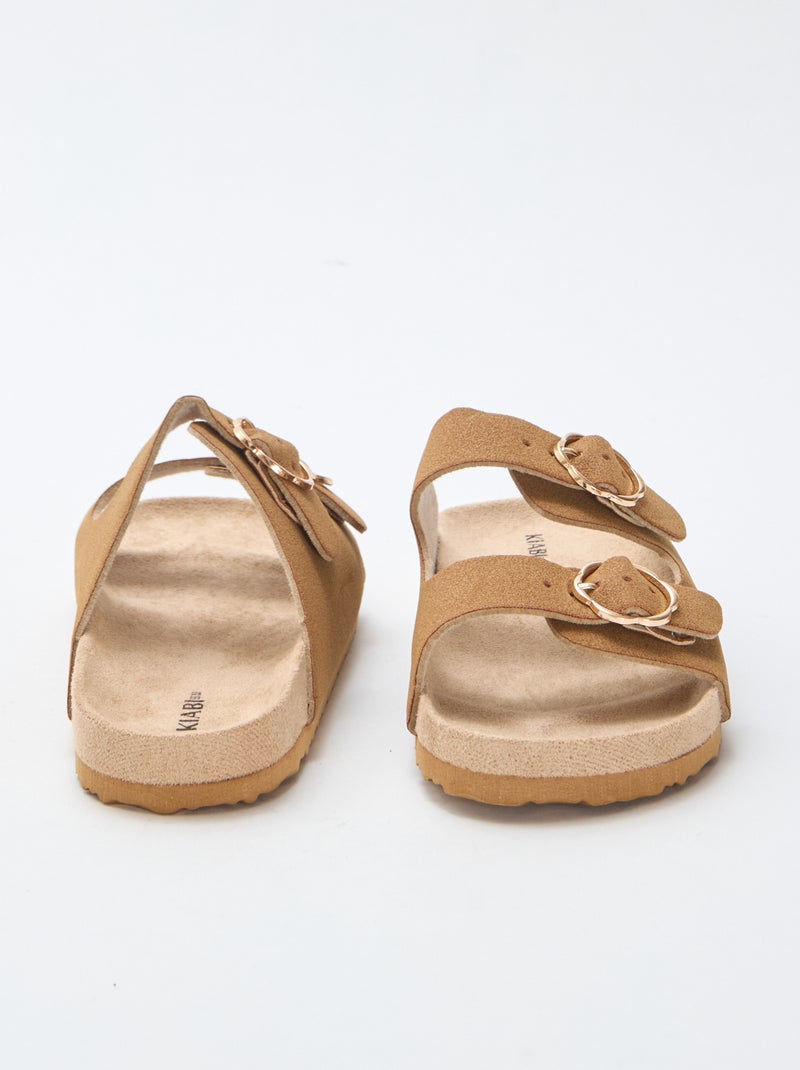 Slippers met dubbele band Bruin - Kiabi