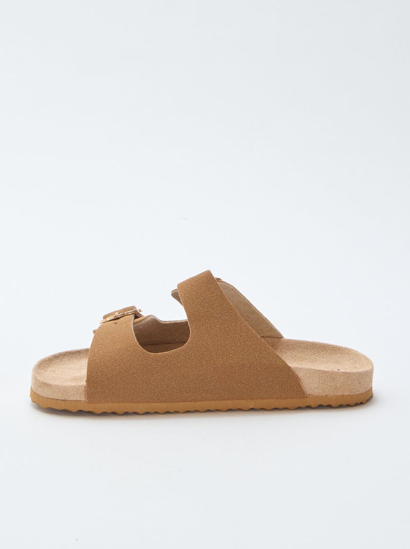 Slippers met dubbele band Bruin - Kiabi