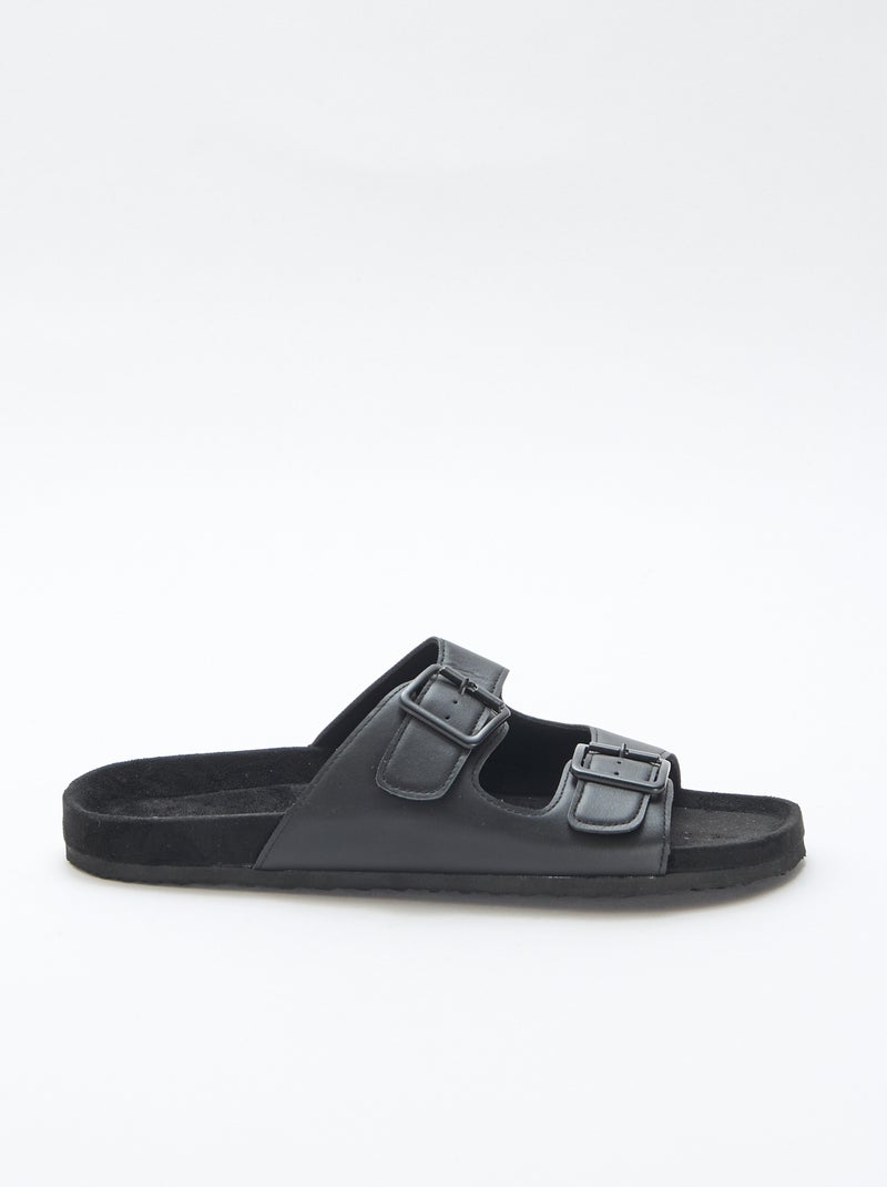 Slippers met dubbele bandjes Zwart - Kiabi
