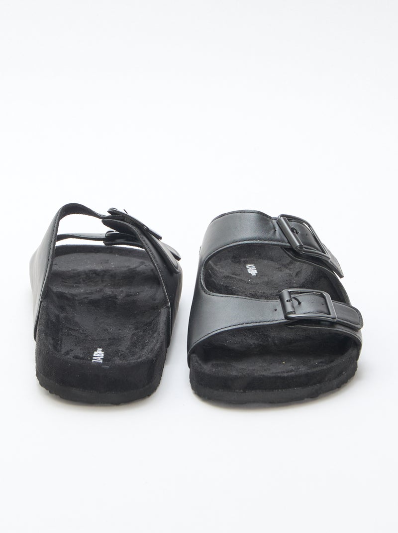 Slippers met dubbele bandjes Zwart - Kiabi