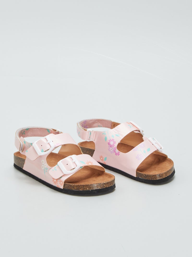 Slippers met enkelriempje met klittenband ROSE - Kiabi