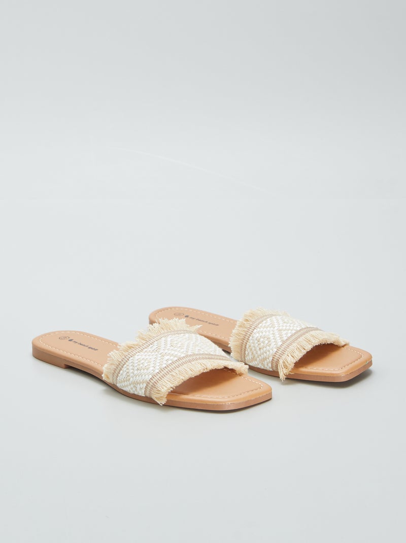 Slippers met franjes BIEGE - Kiabi