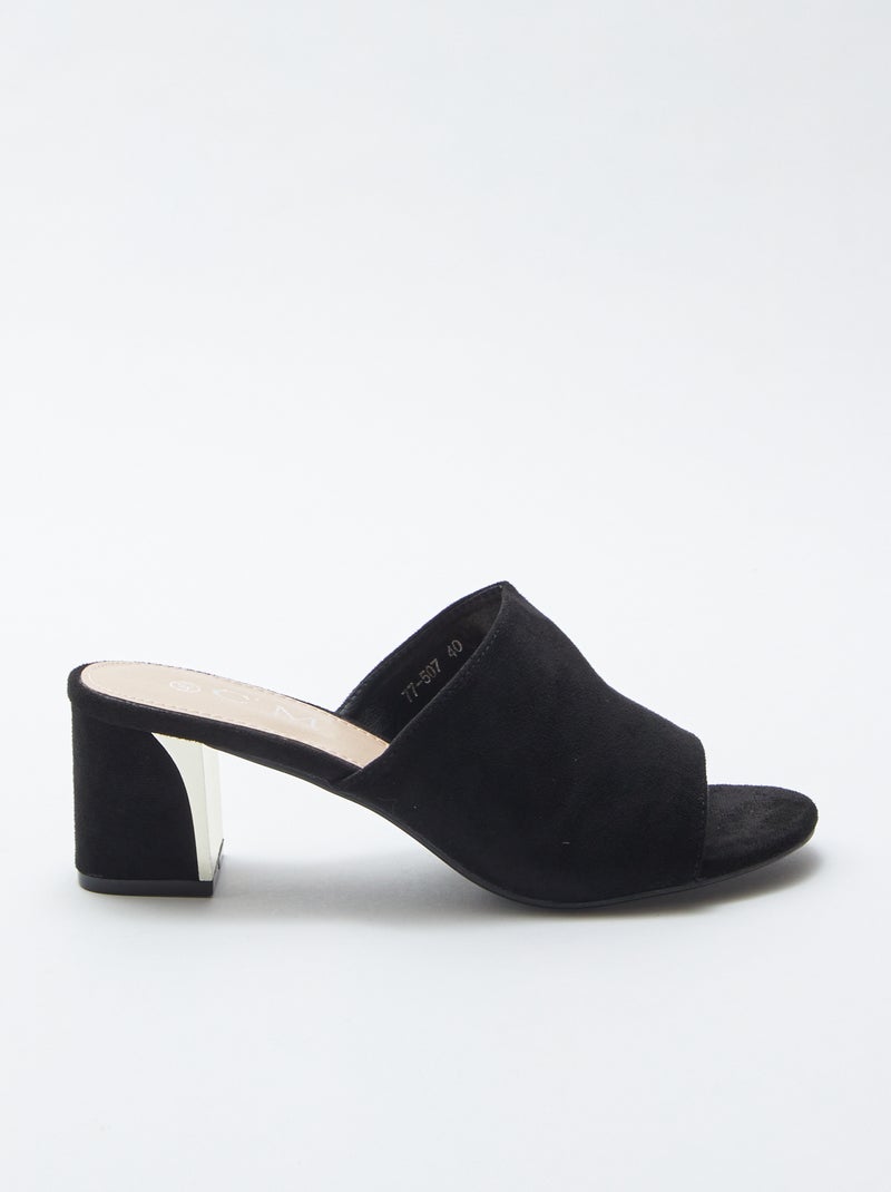 Slippers met hak ZWART - Kiabi