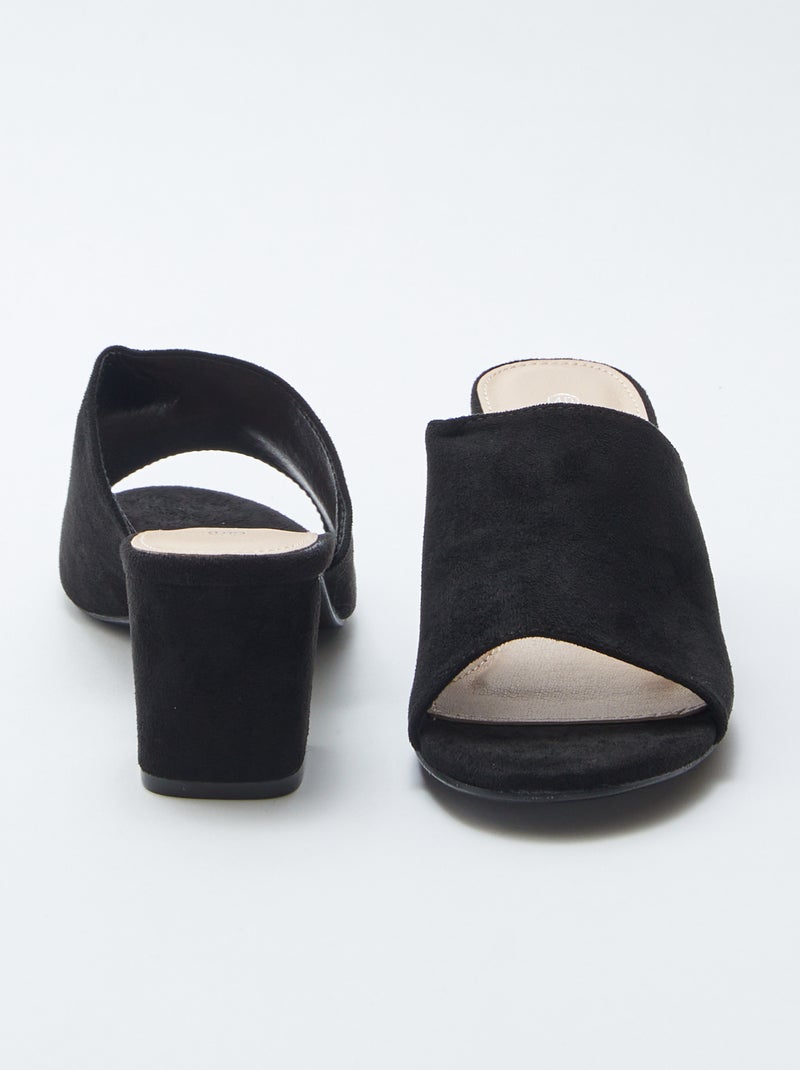 Slippers met hak ZWART - Kiabi