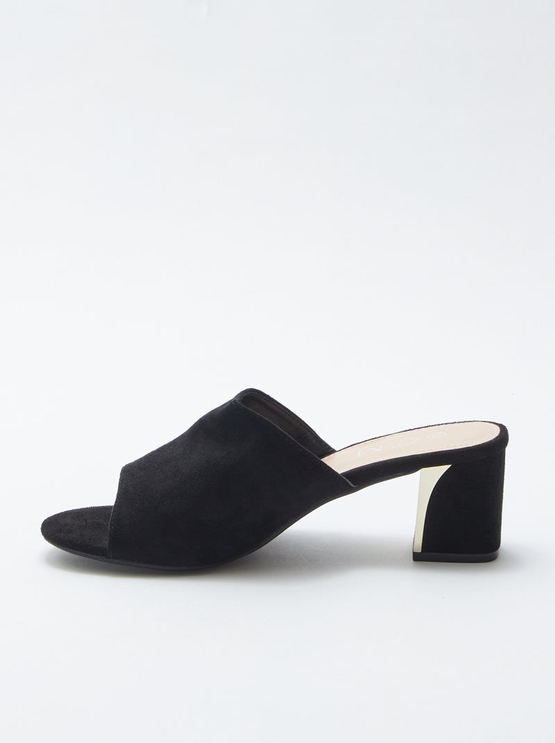 Slippers met hak ZWART - Kiabi