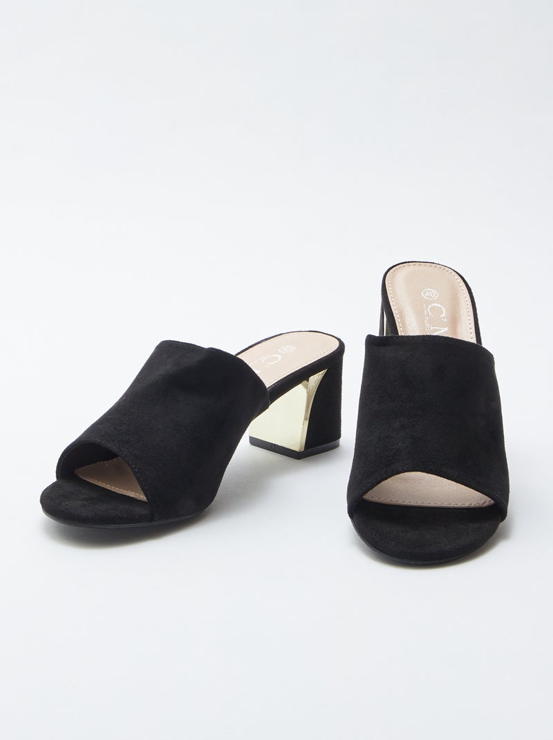 Slippers met hak ZWART - Kiabi