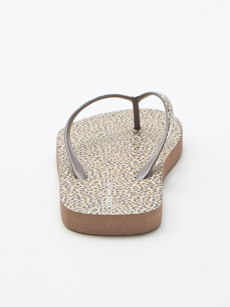 Slippers met luipaardprint Bruin - Kiabi