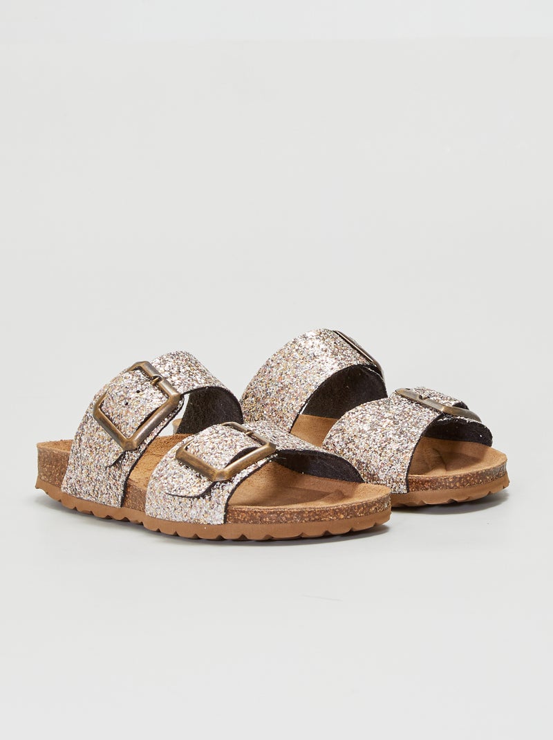 Slippers met pailletten GRIJS - Kiabi