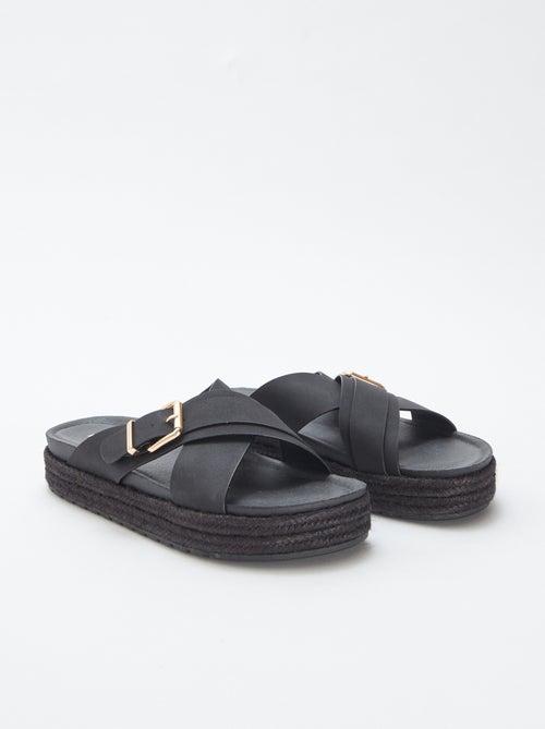 Slippers met sleehak en touwzool - Kiabi