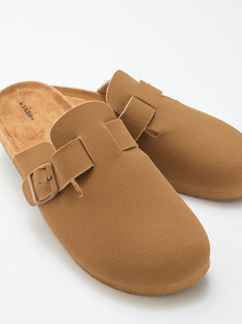 Slippers met suède-effect Bruin - Kiabi