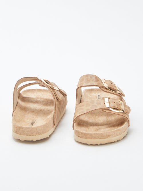 Slippers met twee bandjes met luipaardmotief - Kiabi