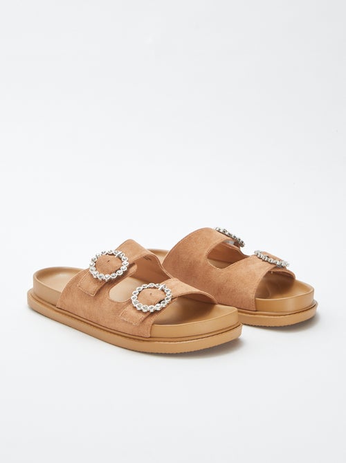 Slippers met twee bandjes met stras - Kiabi