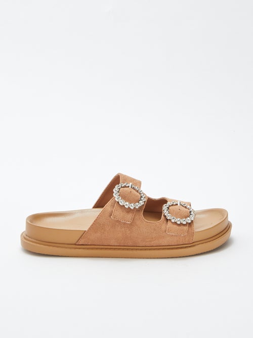 Slippers met twee bandjes met stras - Kiabi