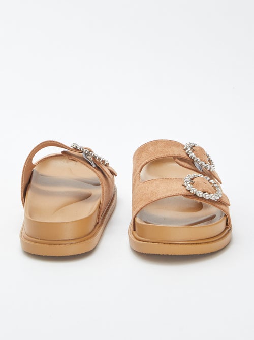Slippers met twee bandjes met stras - Kiabi