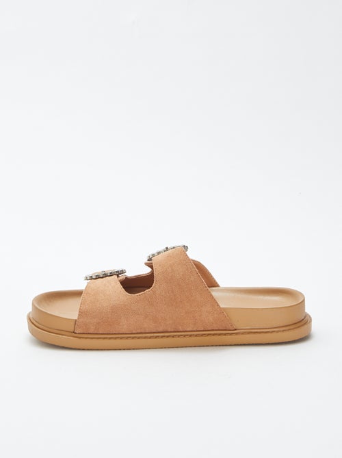 Slippers met twee bandjes met stras - Kiabi