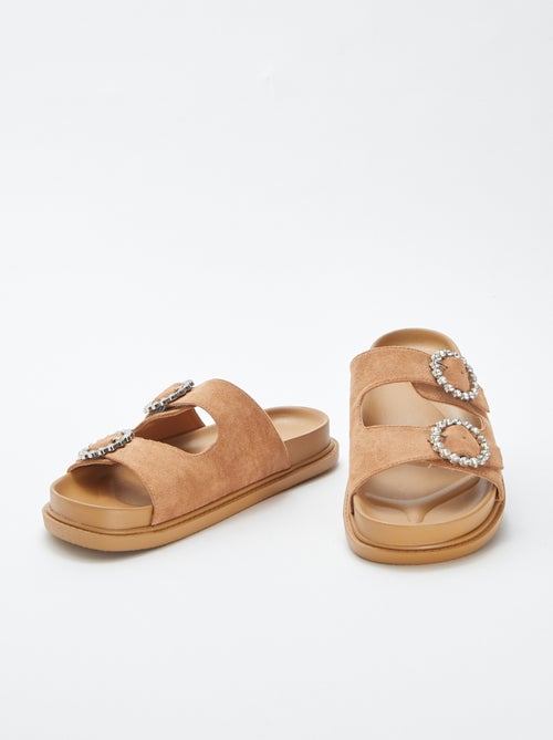 Slippers met twee bandjes met stras - Kiabi