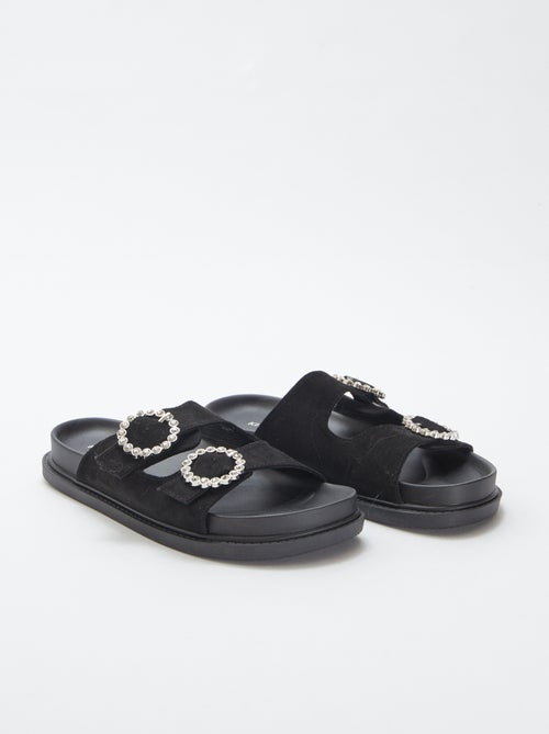 Slippers met twee bandjes met stras - Kiabi